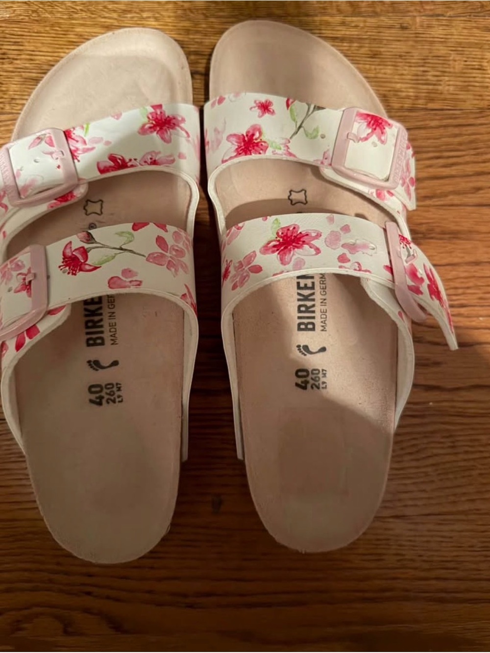 Birkenstock Women's Pink Floral Arizona Sandals size 40